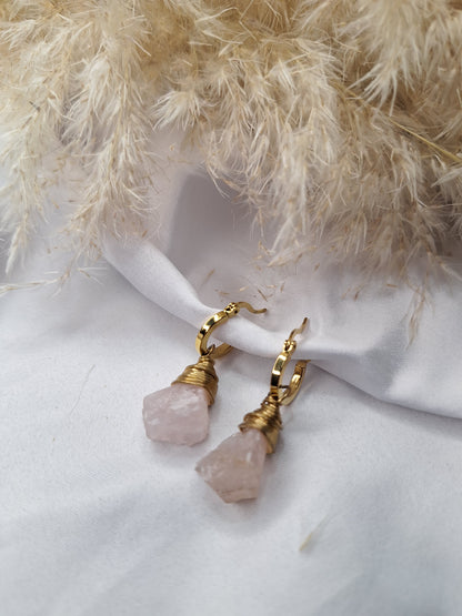 Aretes de piedra natural Cuarzo rosa