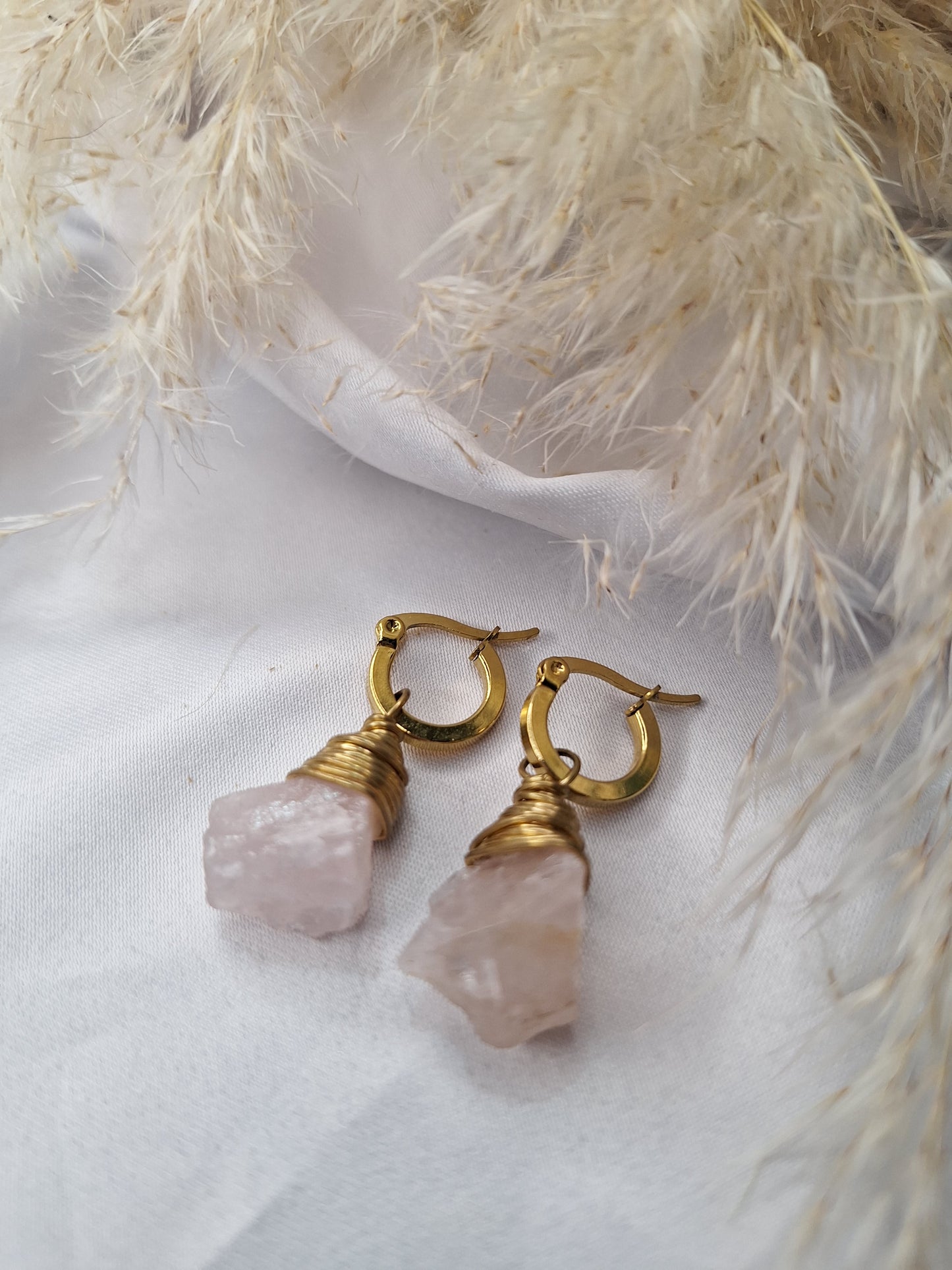 Aretes de piedra natural Cuarzo rosa